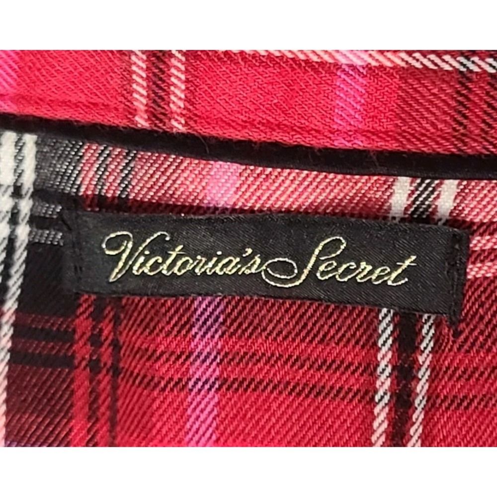 Victoria's Secret Red Plaid Flannel Sleep Shirt Nightshirt Women's XS Long - Picture 4 of 10